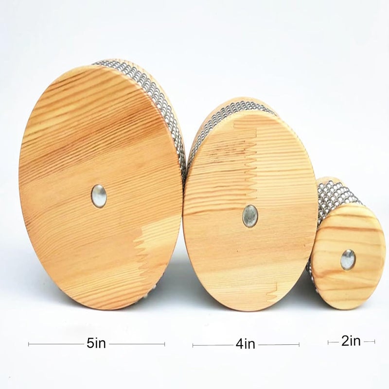 mocrcrel Wooden Cabasa Hand Shaker Pop Percussion Instrument, with Stainless Steel Breads Latin Percussion Instrument(5in) - Image 4